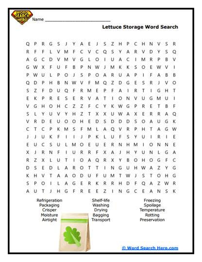 Fresh Storage Word Search