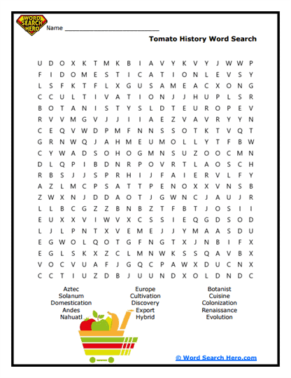 Tomato History Word Search