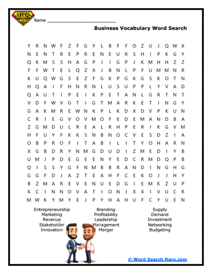 Business Vocabulary Word Search