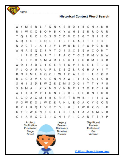 History Hunter Word Search