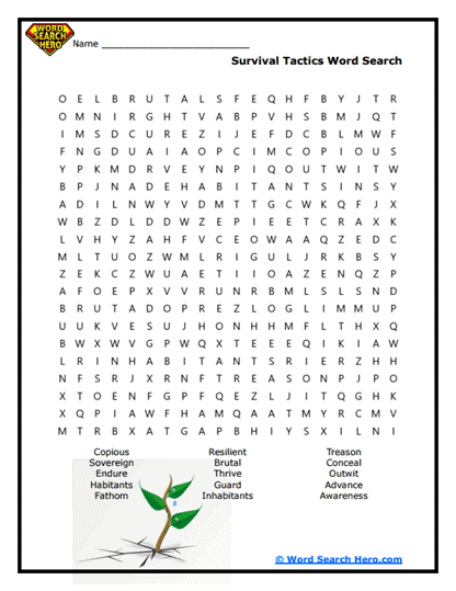 Survival Skills Word Search