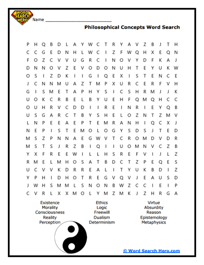 Philosophical Thinker Word Search