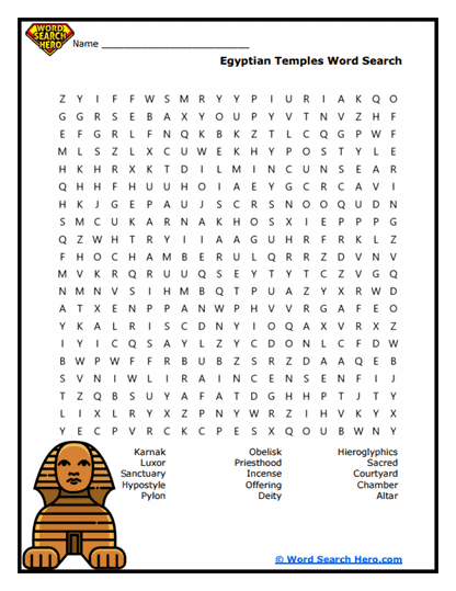 Temple Treasures Word Search
