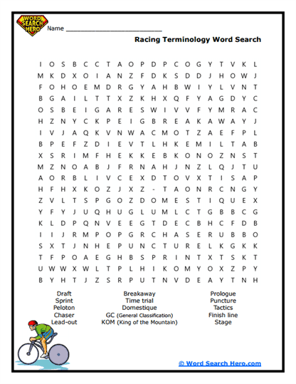 Racing Ready Word Search