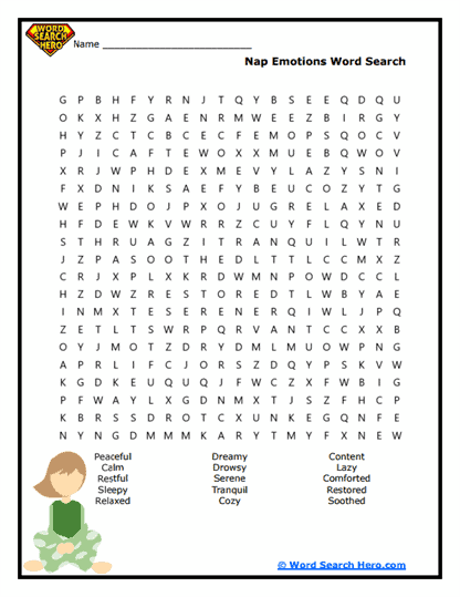 Restful Feelings Word Search