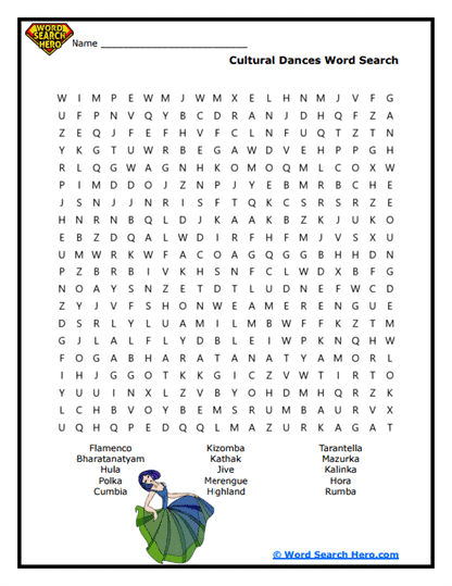 Global Rhythms Word Search