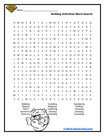 Bulldog Activities Word Search