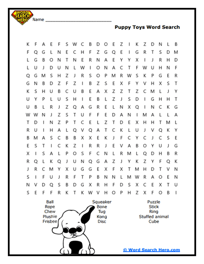 Playful Pups Word Search