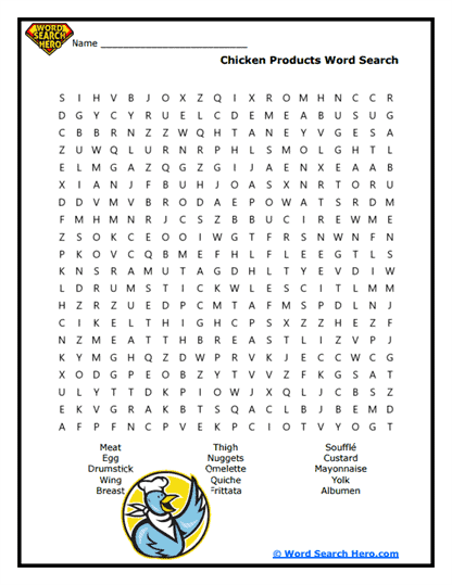 Chicken Breeds Word Search