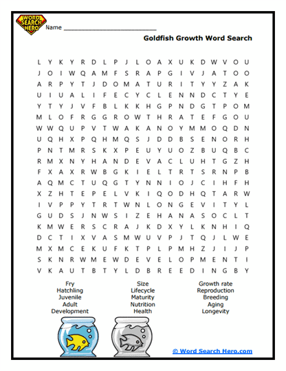 Growing Goldfish Word Search