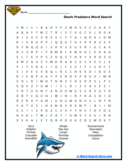 Aqua Assassins Word Search