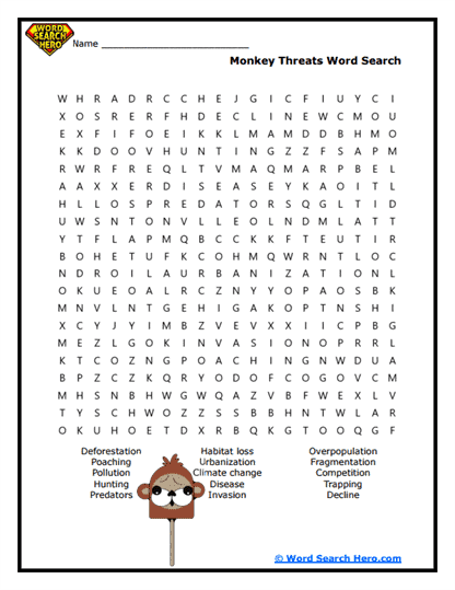 Wild Dangers Word Search