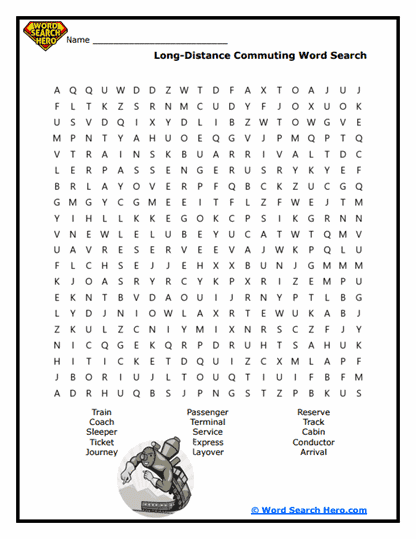 Travel Tracks Word Search