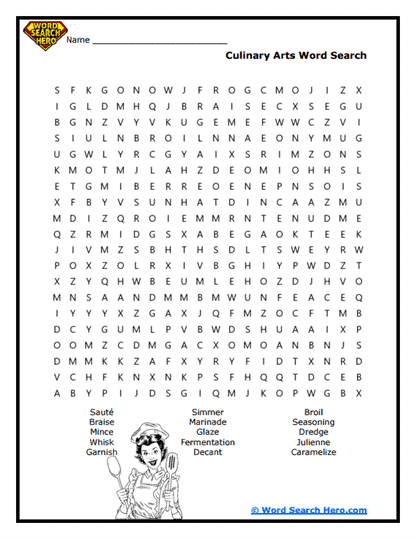 Culinary Arts Word Search