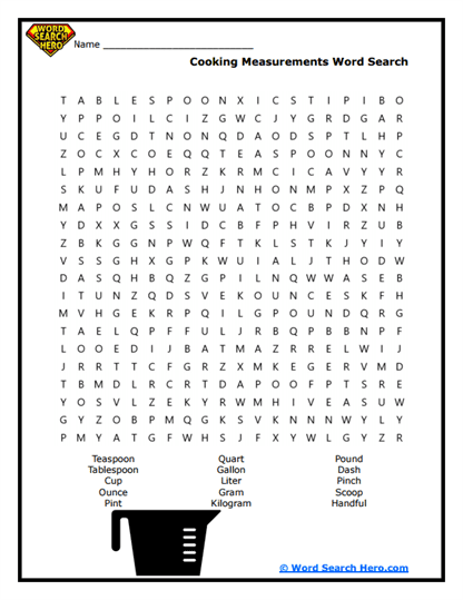 Measurement Madness Word Search