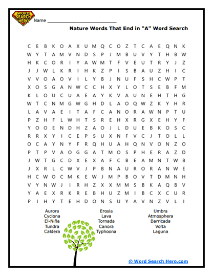 Nature Wonders Word Search