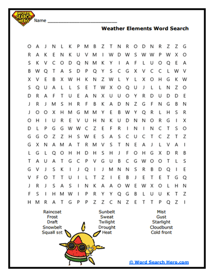 Weather Wonders Word Search