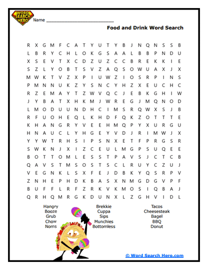 Snack Attack Word Search