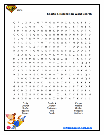 Sports Craze Word Search