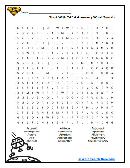 A-Astronomy Discoveries Word Search