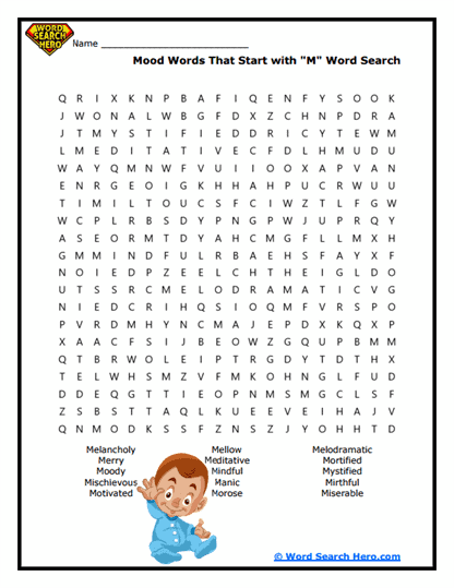 Moody Moments Word Search