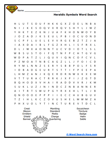 Heraldic Symbols Word Search