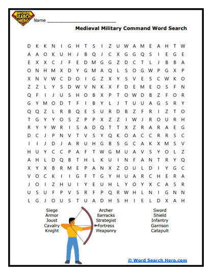 Medieval Warfare Word Search