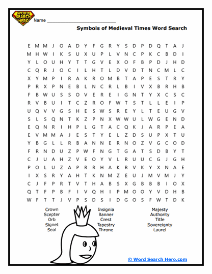 Medieval Symbols Word Search