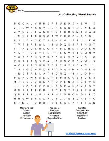 Art Collector Word Search