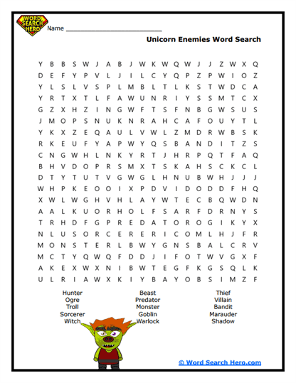 Magical Features Word Search