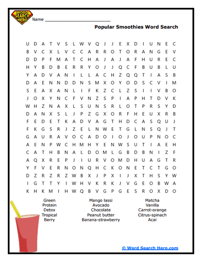 Smoothie Stars Word Search