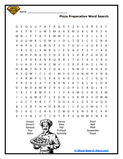 Pizza Toppings Word Search