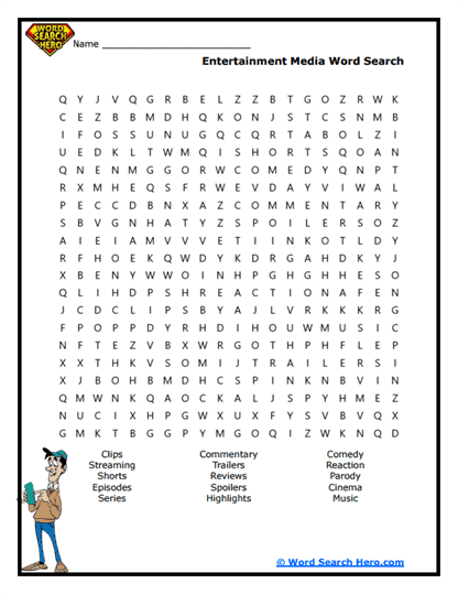 Entertainment Hub Word Search