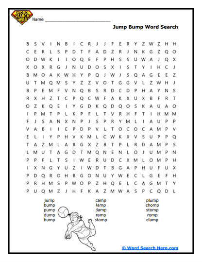 Jump and Bump Word Search