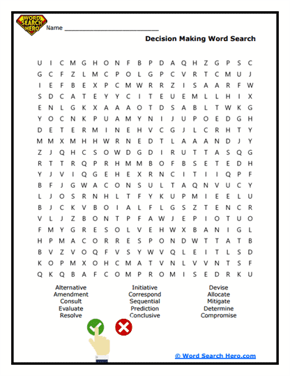 Decision Power Word Search