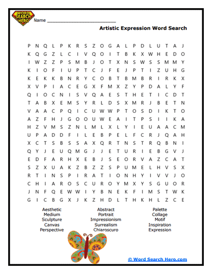 Creative Expression Word Search