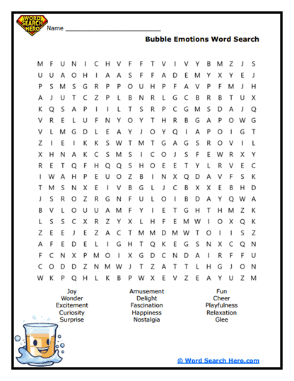 Bubble Emotions Word Search