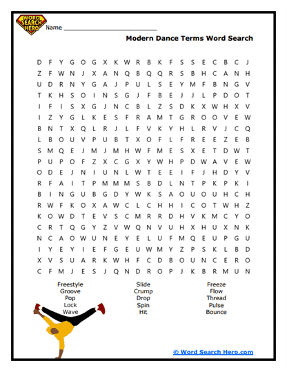 Hip-Hop Moves Word Search