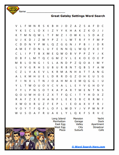 Gatsby's World Word Search