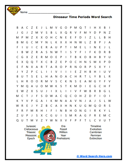 Dino Eras Word Search