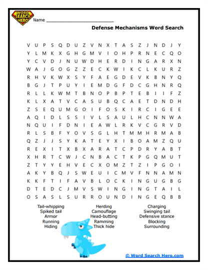 Dino Defense Word Search