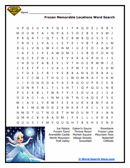 Frozen the Movie Word Searches