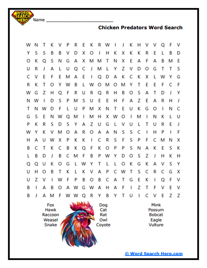 Clucker Habitat Word Search