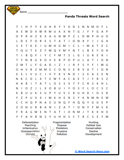 Fuzzy Wuzzy Perils Word Search