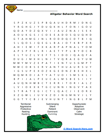 Gator Instincts Word Search