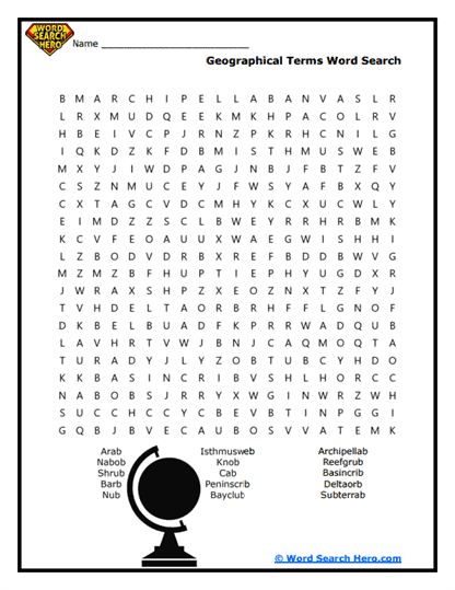 Geo Terms Word Search