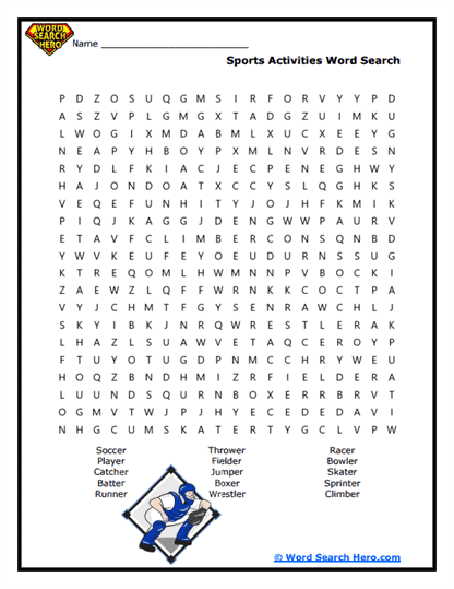 Sports Sprint Word Search