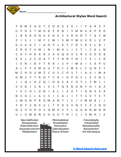 Architectural Wonders Word Search