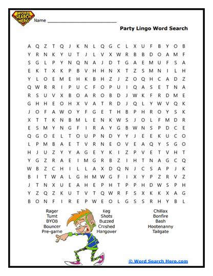 Party Talk Word Search