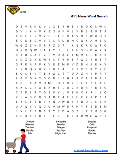 Baby Gifts Word Search